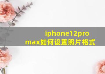 iphone12pro max如何设置照片格式